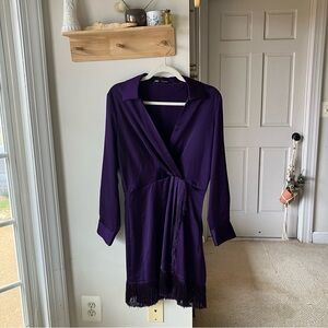 Zara Deep Purple Fringe mini dress
